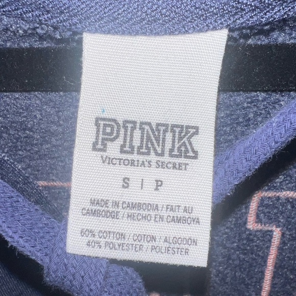 Victoria’s Secret VS Pink Deep-V Raw Edge Hi-Low Tunic Pullover Navy/Pink Small - Picture 6 of 7